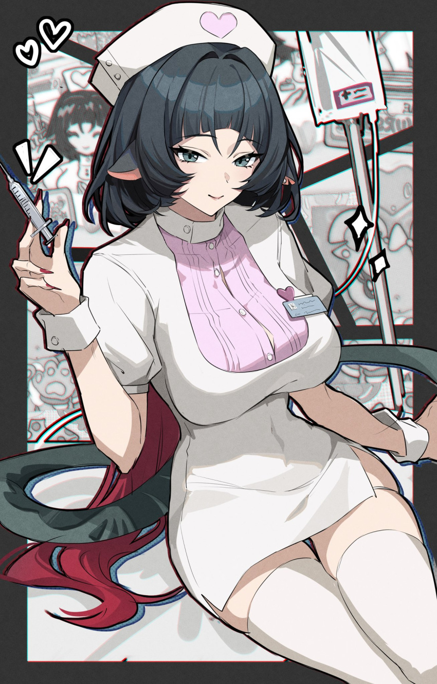 1girl, alternate_costume, animal_ears, blunt_bangs, breasts, closed_mouth, cowboy_shot, fingernails