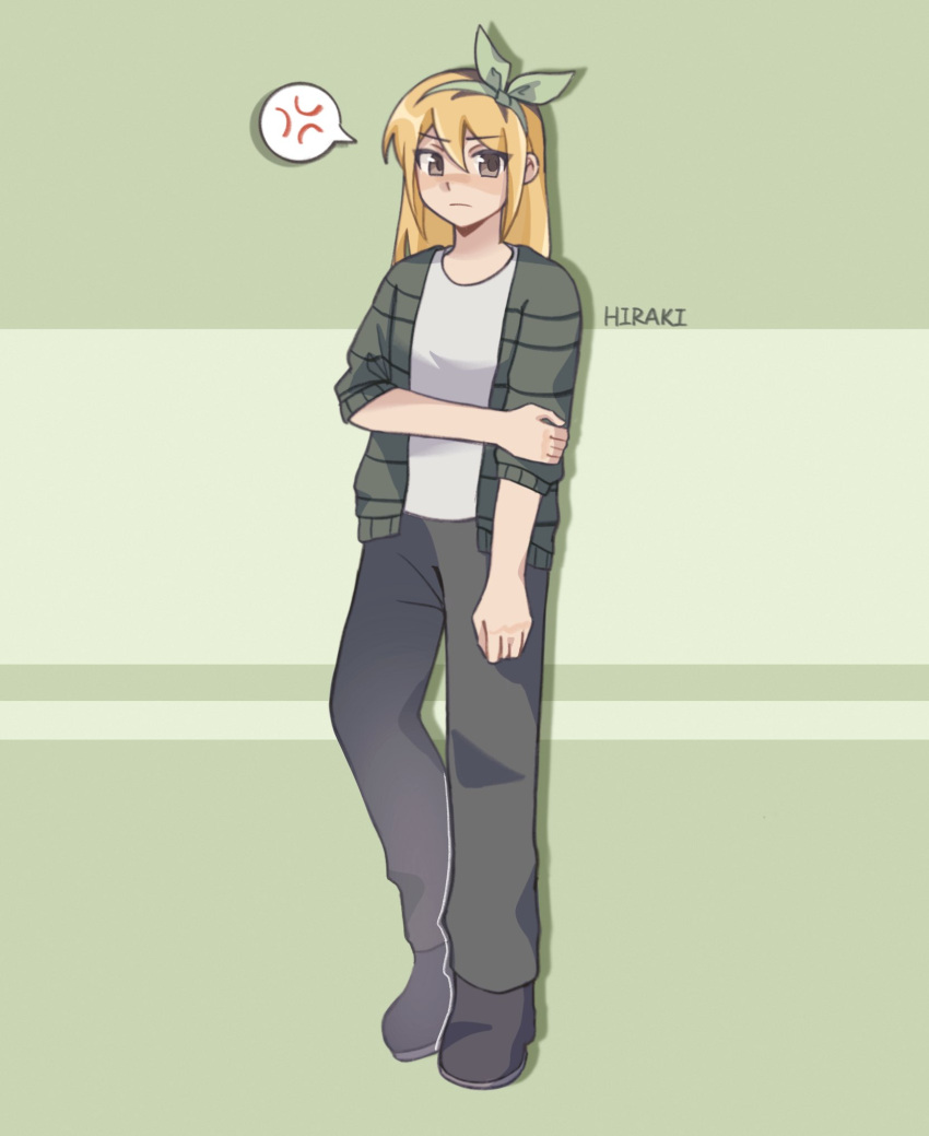 1girl, alternate_costume, alternate_hair_color, anger_vein, aoihiraki, artist_name, aubrey_(faraway)_(omori), aubrey_(omori)