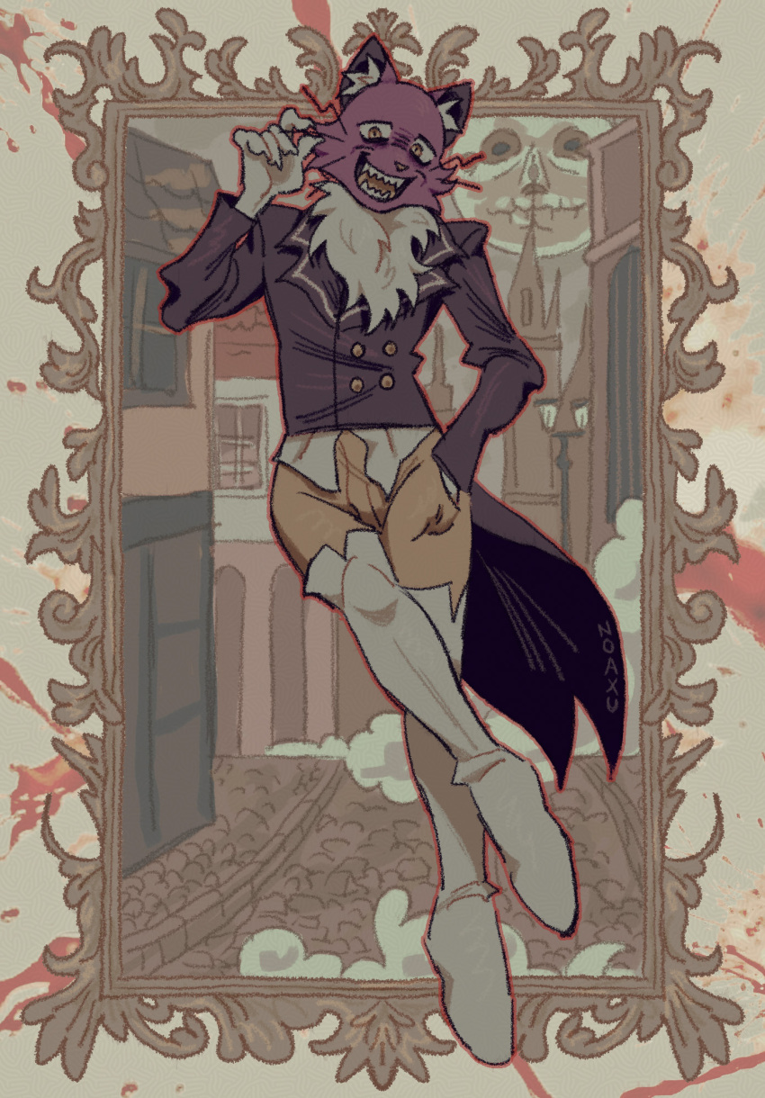 1boy, artist_name, boots, breeches, cat_mask, fear_&amp;_hunger, fear_&amp;_hunger_2:_termina, frame