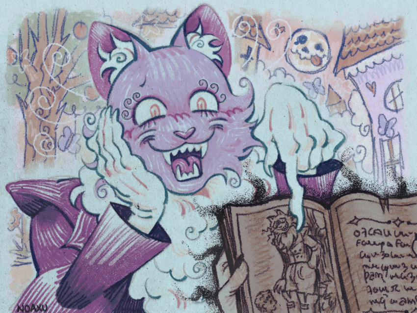 1boy, artist_name, book, cat_mask, claws, fear_&amp;_hunger, fear_&amp;_hunger_2:_termina, fur_trim