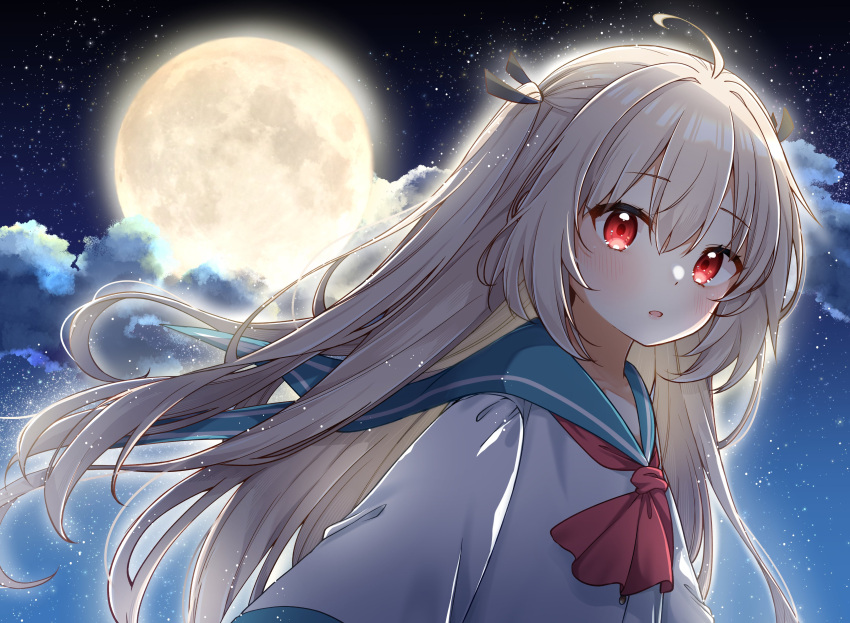 1girl, absurdres, ahoge, ascot, atri, atri-my_dear_moments-, blue_sailor_collar, blush