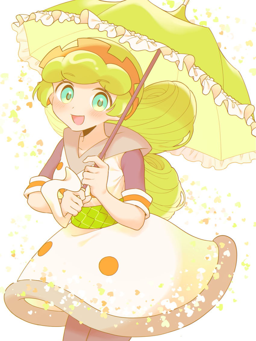 1girl, :d, aqua_eyes, black_pantyhose, black_sleeves, breasts, cowboy_shot, double-parted_bangs