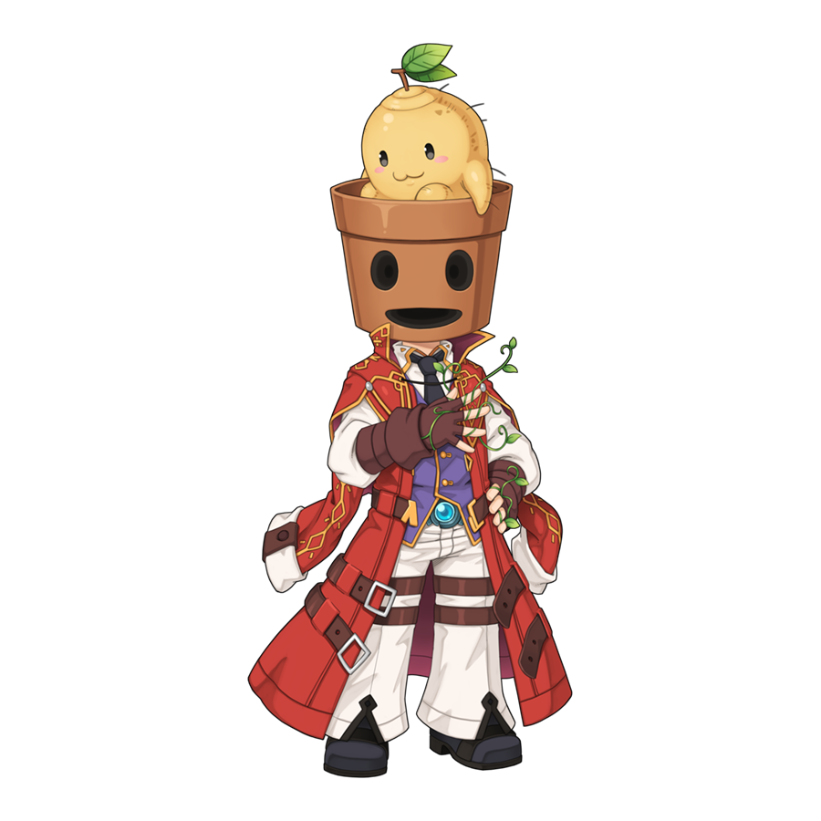 1boy, :3, biolo_(ragnarok_online), black_footwear, black_necktie, brown_gloves, chibi, chibi_only