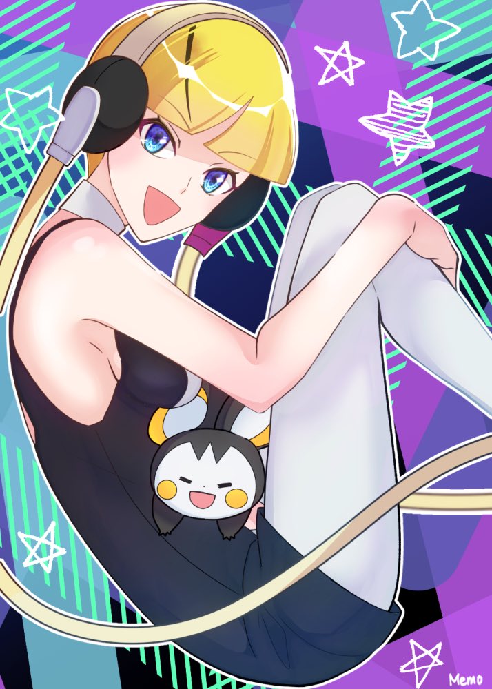 1girl, alternate_costume, bare_arms, black_dress, blonde_hair, blue_eyes, blunt_bangs, breasts
