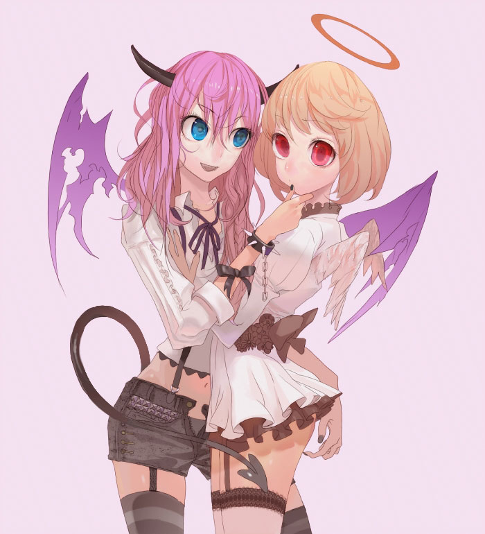 alice_margatroid, alternate_hair_color, angel, angel_and_devil, bad_id, blonde_hair, blue_eyes, bow