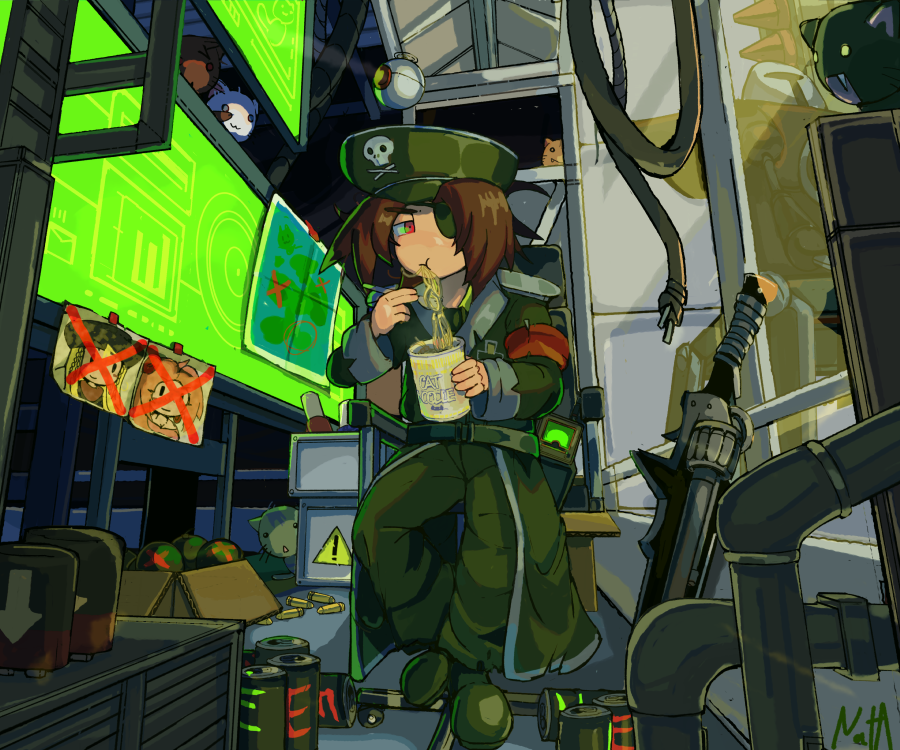 1boy, battery, black_coat, black_hat, black_pants, bomb, cable, cat