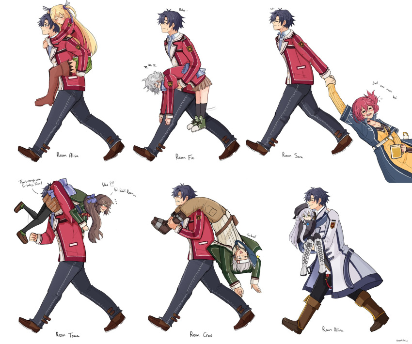!, 1boy, 6+girls, ahoge, alisa_reinford, altina_orion, appelsider, arms_around_neck