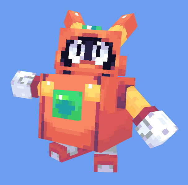 3d, animal_ears, armor, black_eyes, blue_background, chest_jewel, fake_animal_ears, forehead_jewel