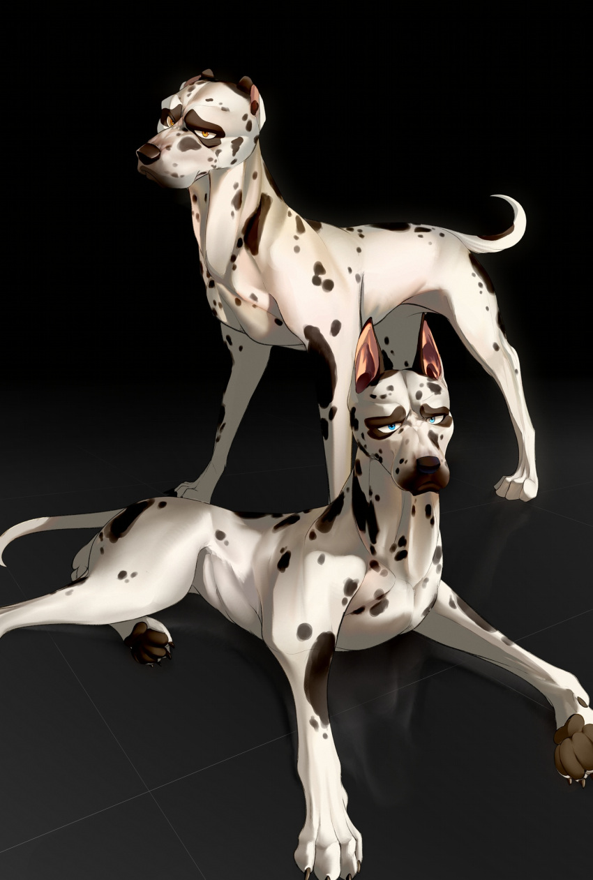 animal, animal_focus, animal_hands, blue_eyes, brothers, claws, commentary_request, dog
