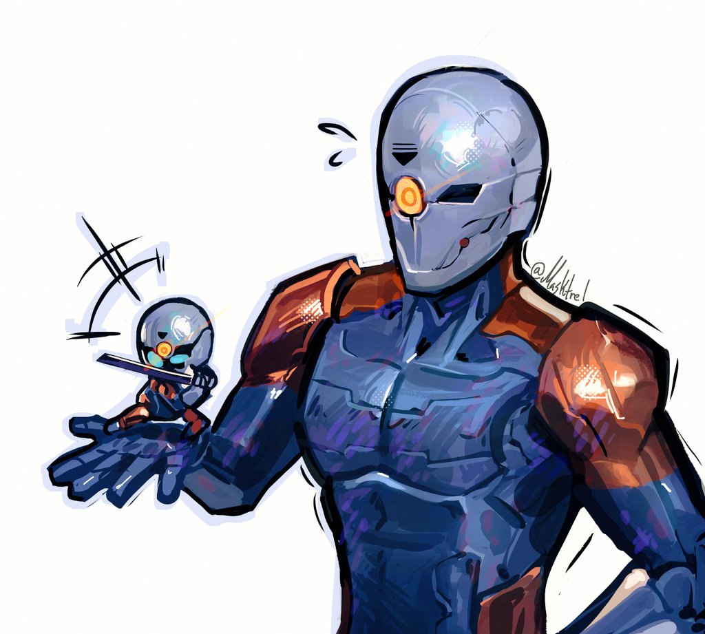 +++, 1boy, arm_up, armor, astro_bot_(series), blue_eyes, commentary, cyborg