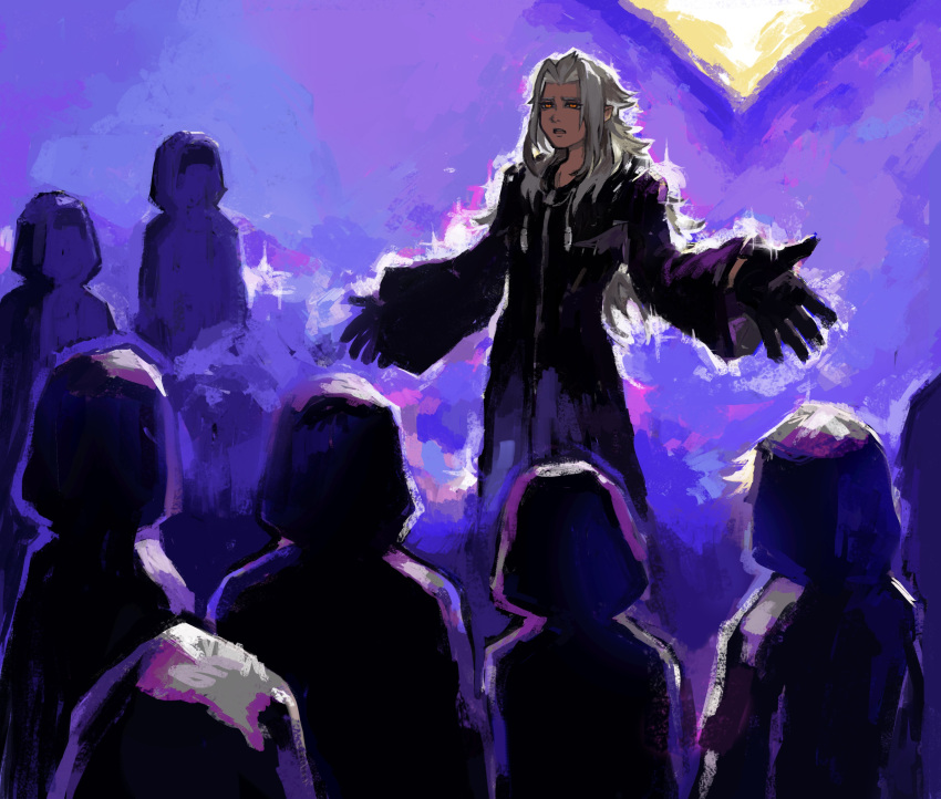 absurdres, black_coat, black_coat_(kingdom_hearts), black_gloves, character_counter_request, coat, commentary, dark-skinned_male