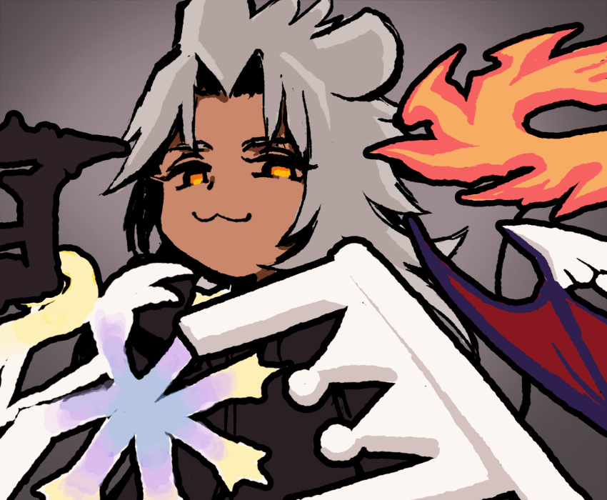 1boy, animal_ears, black_coat, black_coat_(kingdom_hearts), chibi, coat, commentary, dark-skinned_male