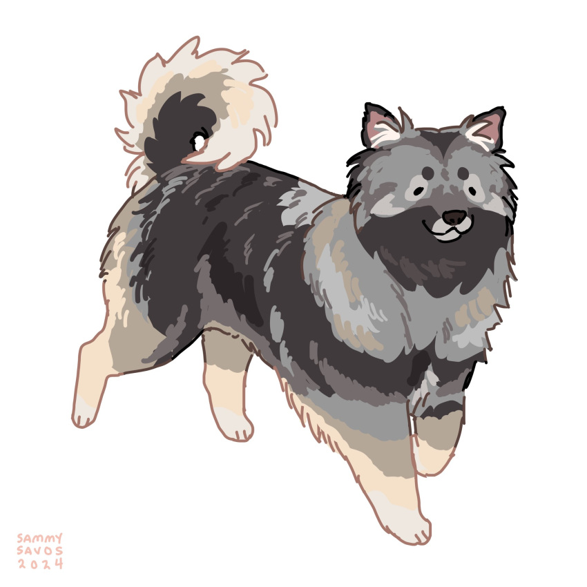 :3, animal_ear_fluff, animal_focus, artist_name, black_eyes, black_fur, commentary, curled_tail