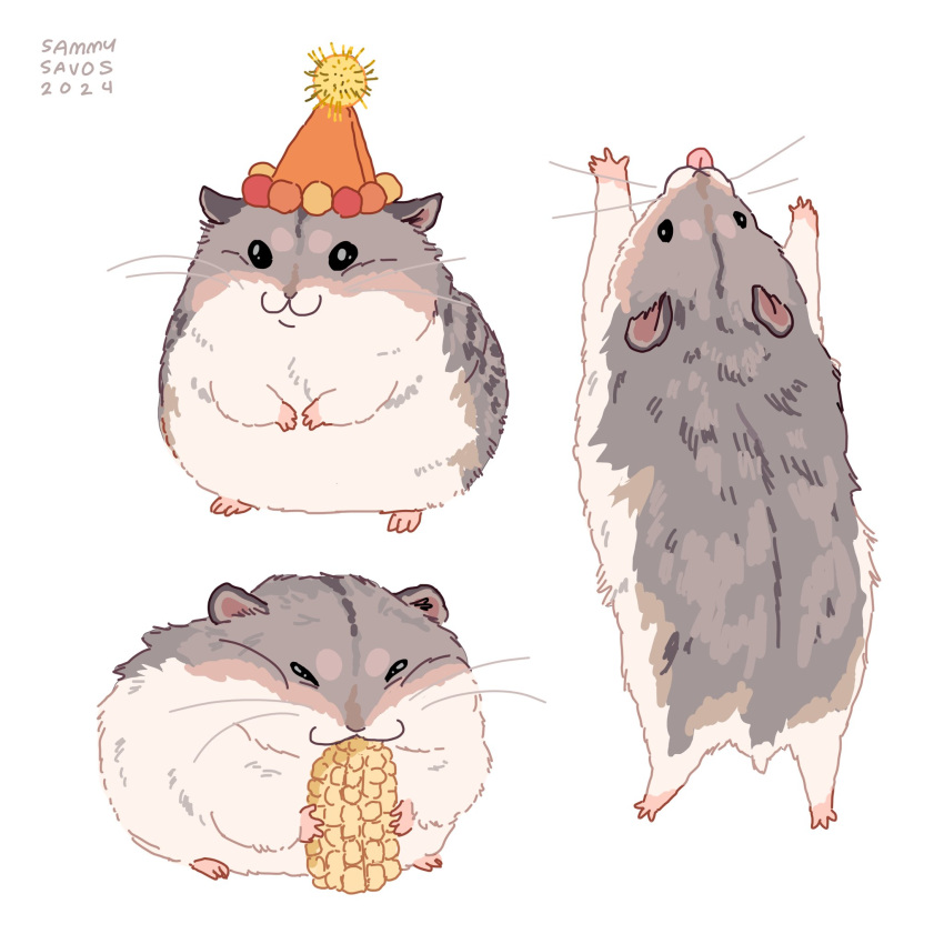 :3, animal, animal_focus, artist_name, black_eyes, commentary, commission, corn