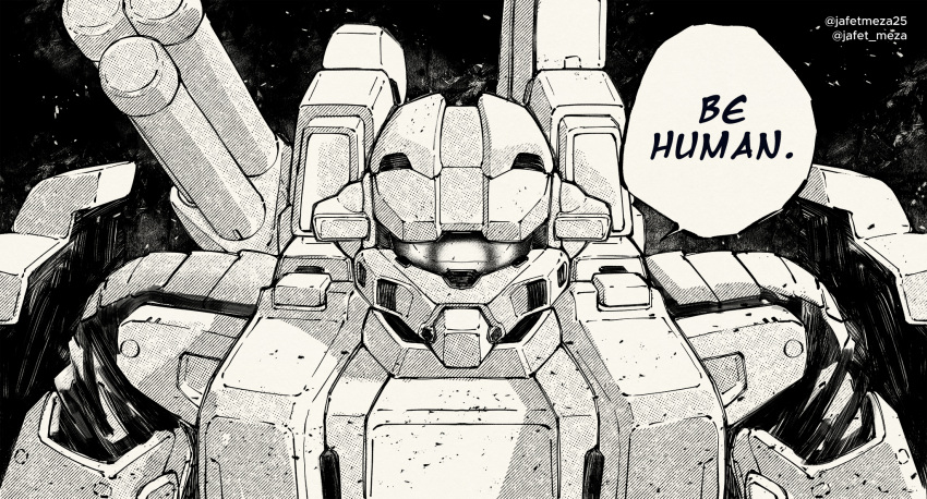 assault_visor, english_commentary, english_text, greyscale, halo_(series), halo_legends, highres, hrunting/yggrasil_mark_i_prototype_armor_defense_system