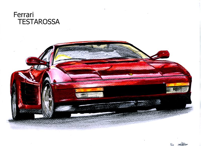 car, colored_pencil_(medium), ferrari, ferrari_testarossa, graphite_(medium), motor_vehicle, no_humans, original