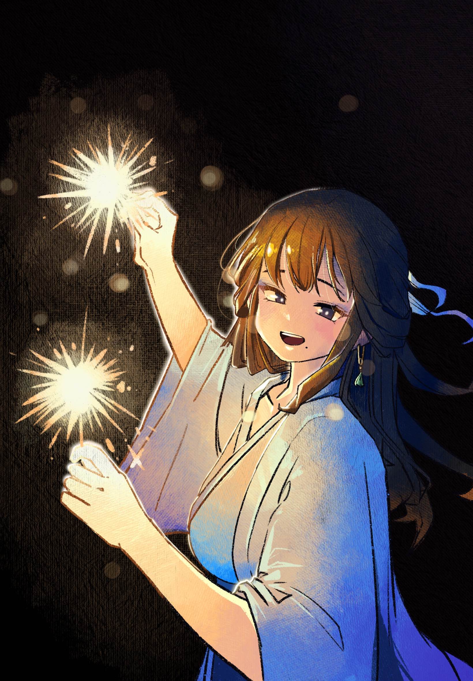 1girl, :d, black_eyes, black_hair, blush, breasts, chinese_clothes, earrings