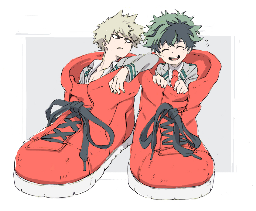 2boys, anime_coloring, arm_rest, bakugou_katsuki, blonde_hair, boku_no_hero_academia, collared_shirt, commentary_request