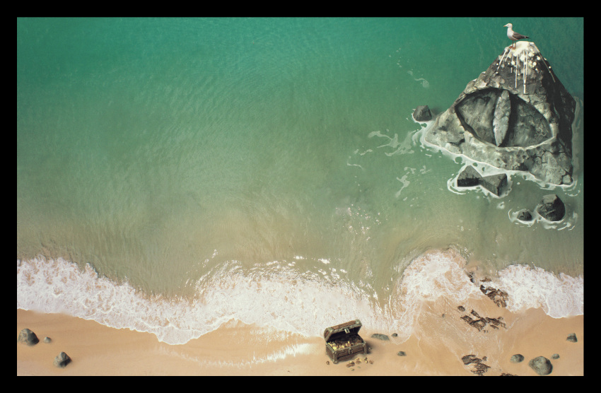 1other, 3d, 3d_background, absurdres, artist_request, beach, bill_cipher, bird