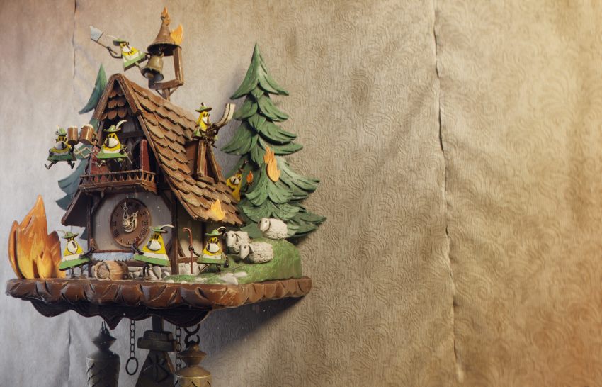 3d, 3d_background, 3others, 6+boys, absurdres, alcohol, beer, beer_mug, bell, bill_cipher, black_bow, black_bowtie, black_hat, blowing_horn, book_of_bill, bow, bowtie, building, burning, cane, clock, cuckoo_clock, cup, disney, dor_shamir, dual_persona, eyelashes, feathers, fire, german_clothes, grass, gravity_falls, green_hat, hand_saw, hat, hat_feather, highres, holding, holding_cane, holding_saw, horns, house, lederhosen, log, looking_at_another, looking_to_the_side, looking_up, mug, multiple_boys, multiple_others, negative_space, no_humans, official_art, oktoberfest, on_roof, open_door, pine_tree, railing, roman_numeral, rooftop, saw, second-party_source, sheep, shirt, single_horn, sitting, tile_roof, toasting_(gesture), top_hat, tree, two-man_saw, tyrolean_hat, walking, white_feathers, white_shirt