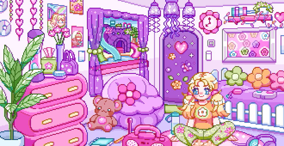 1girl, animated, animated_gif, blinking, blonde_hair, blue_eyes, colorful, commentary