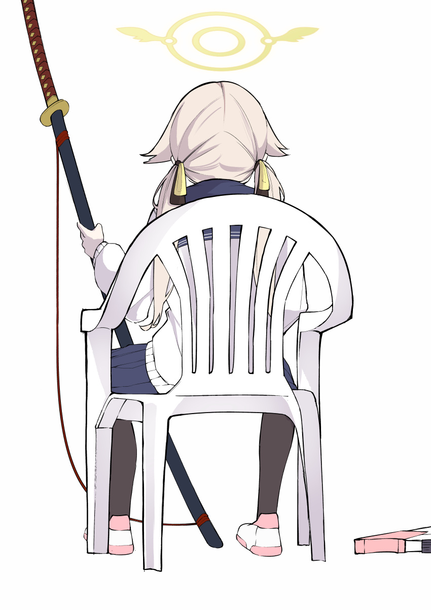 1girl, absurdres, black_pantyhose, blue_archive, blue_sailor_collar, blue_skirt, cardigan, clov_er