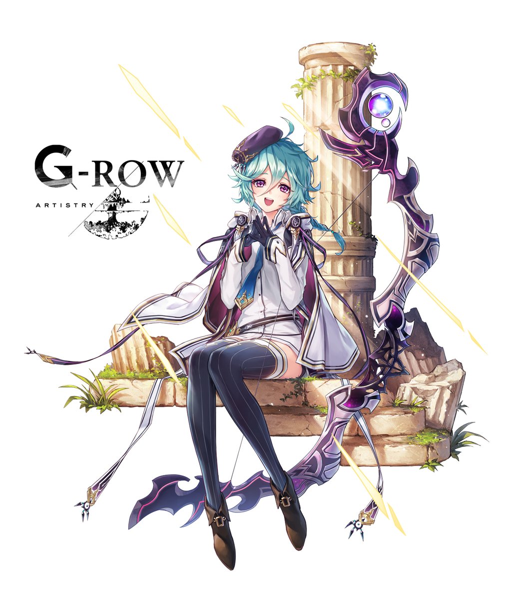 1girl, :d, abaris_(phantom_of_the_kill), ahoge, aqua_hair, belt, black_belt, black_gloves