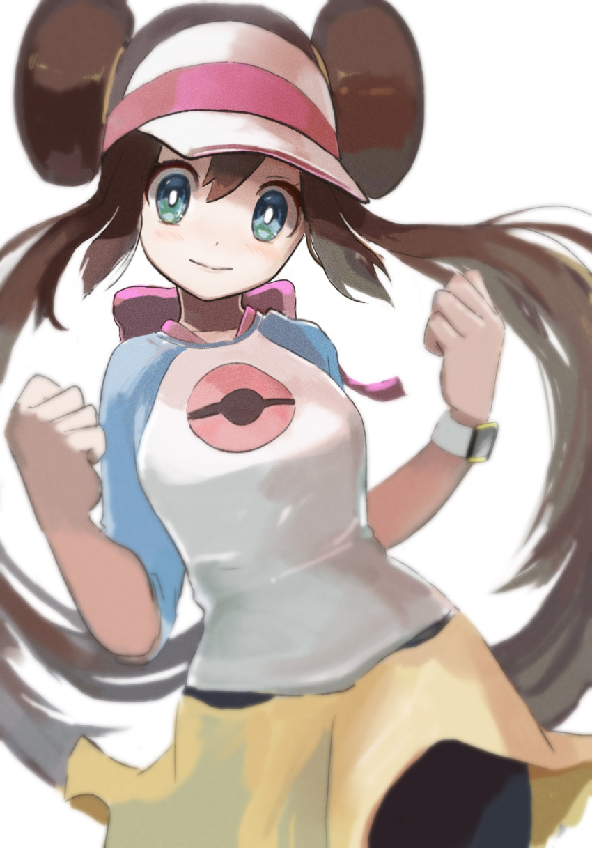 1girl, black_pantyhose, bright_pupils, brown_hair, clenched_hands, closed_mouth, commentary_request, double_bun