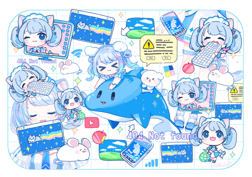 >_<, 1girl, :3, :d, ;3, ahoge, animal_ear_fluff, animal_ears