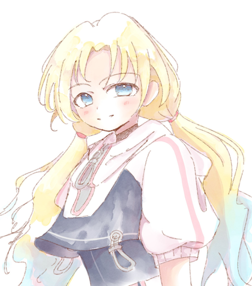 1girl, ameno_ryuu, black_jacket, black_shirt, blonde_hair, blue_eyes, blue_hair, blush