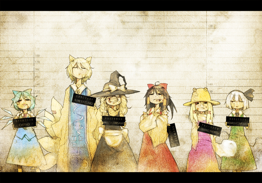 bow, cirno, hair_bow, hakurei_reimu, hat, hitodama, kirisame_marisa, konpaku_youmu