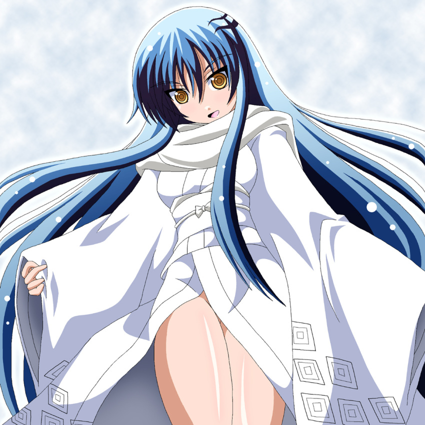 blue_hair, blush, character_request, imai_kazunari, japanese_clothes, long_hair, nurarihyon_no_mago, open_mouth