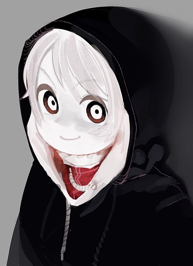 1girl, ai-generated_art_(topic), animification, black_hoodie, black_jacket, cardigan, closed_mouth, colored_skin