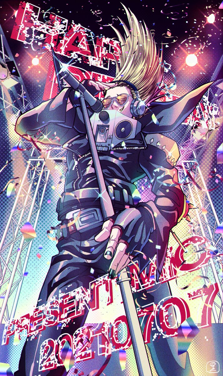 1boy, bad_id, bad_twitter_id, belt, black_gloves, black_jacket, black_nails, black_pants