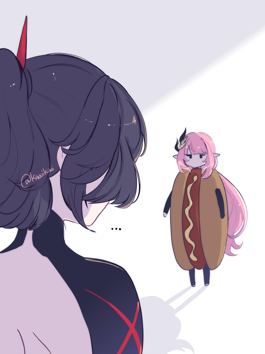 ..., 0_0, 2girls, absurdres, alternate_costume, back, backless_dress, backless_outfit