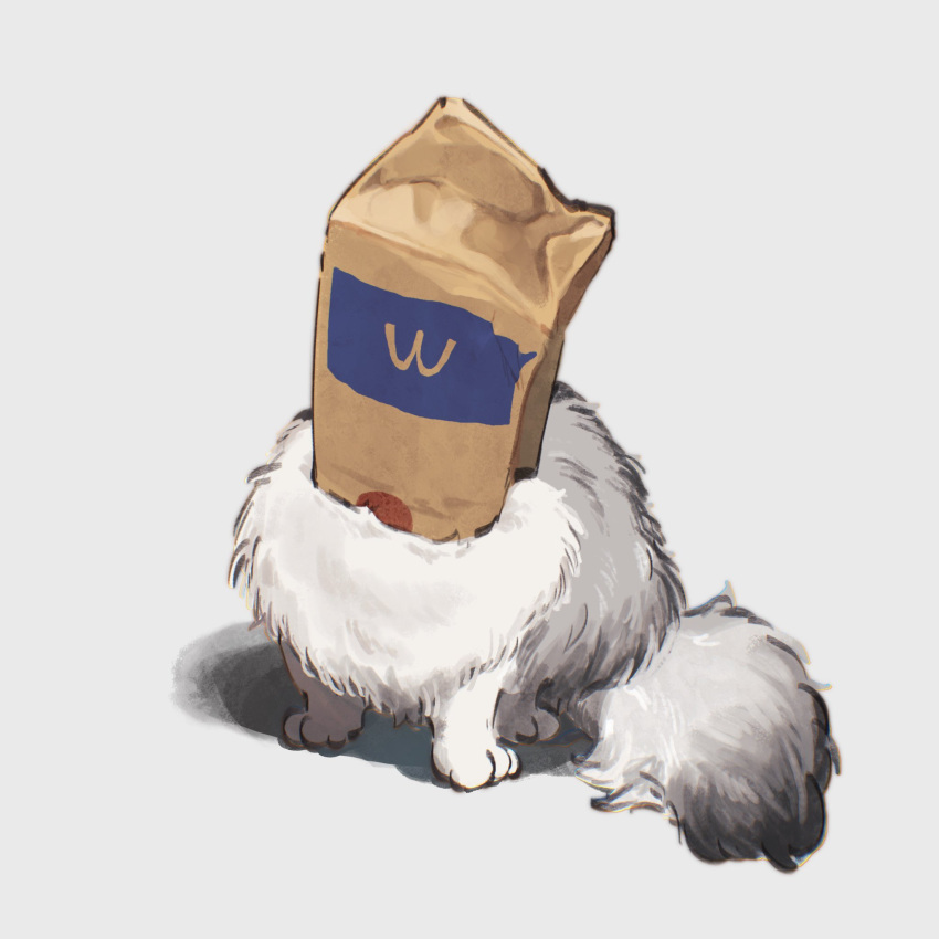 animal, animal_focus, bag, cat, derivative_work, full_body, grey_background, highres