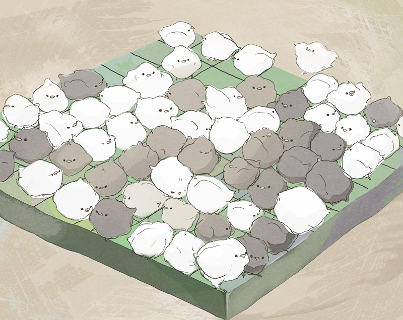 animal, bird, chick, monoyuu, no_humans, original, reversi, too_many