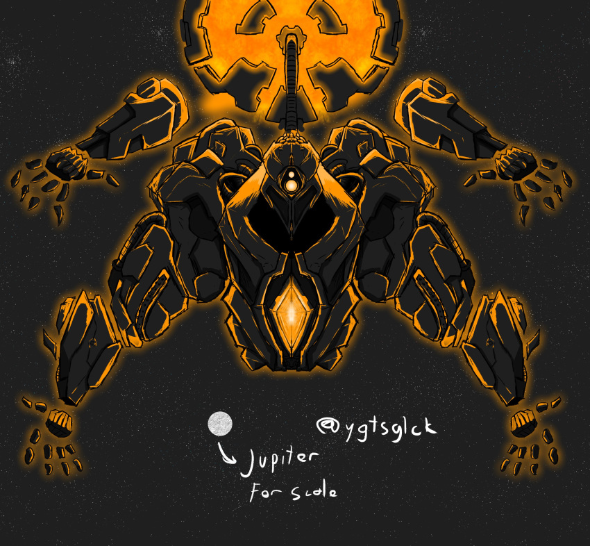 absurdres, aura, disembodied_hand, dyson_sphere, english_text, extra_arms, floating_torso, glowing