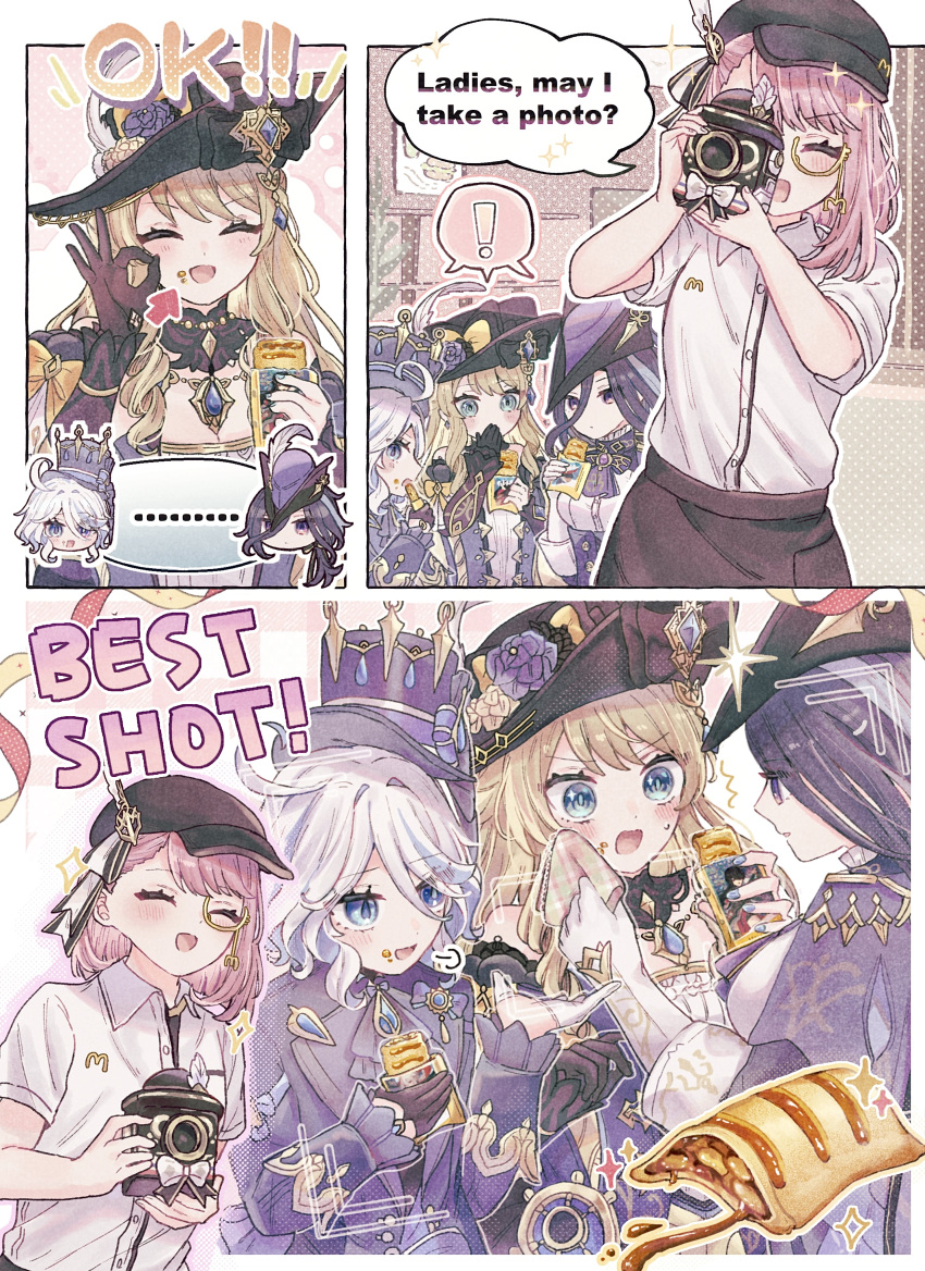 ..., 4girls, absurdres, black_gloves, black_hat, black_jacket, blonde_hair, blue_eyes