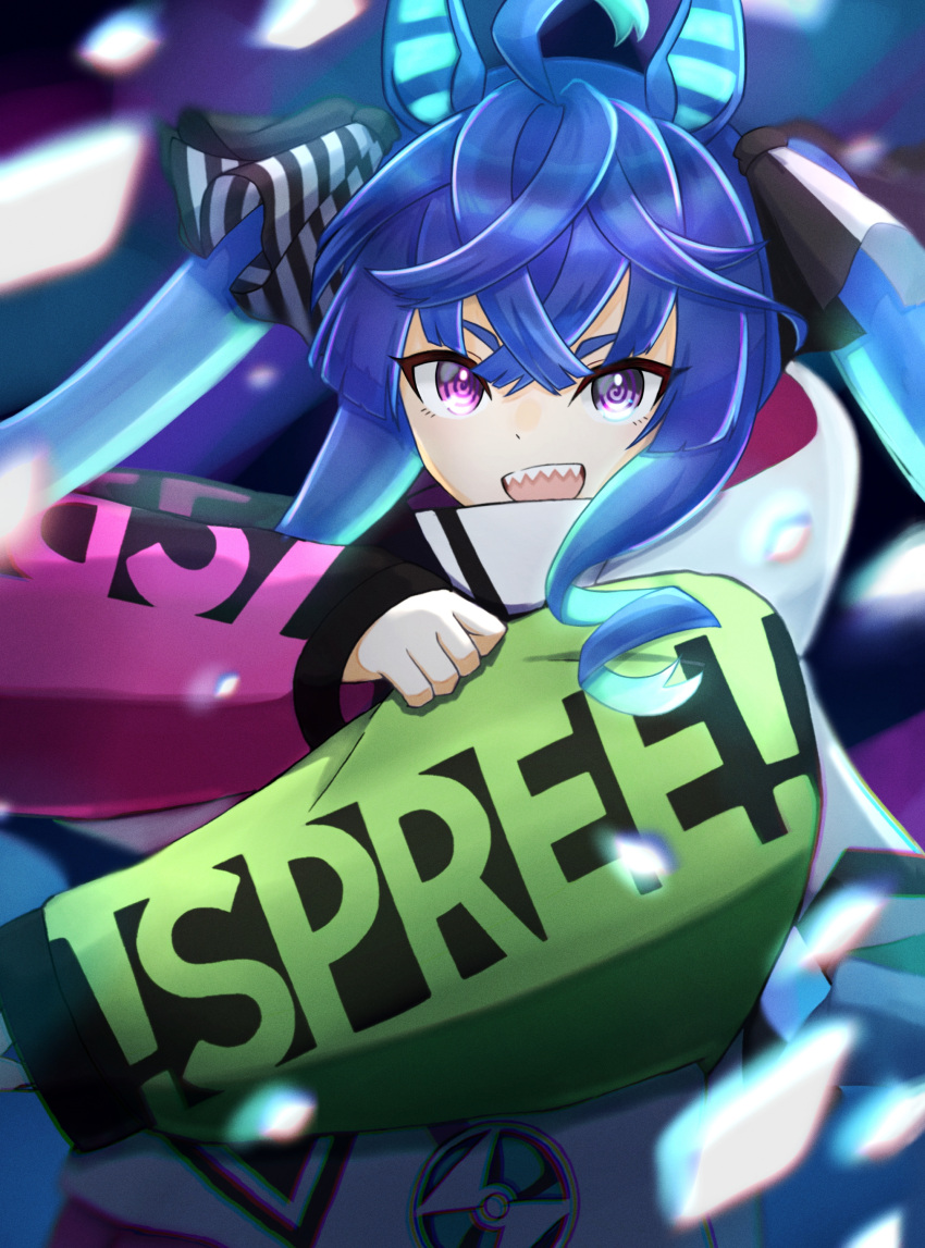 1girl, @_@, absurdres, ahoge, animal_ears, aqua_hair, blue_hair, bow