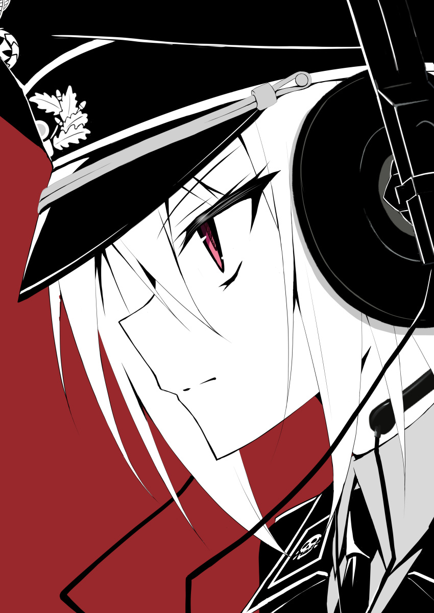 1girl, absurdres, close-up, expressionless, hat, headphones, highres, jiseki_rena