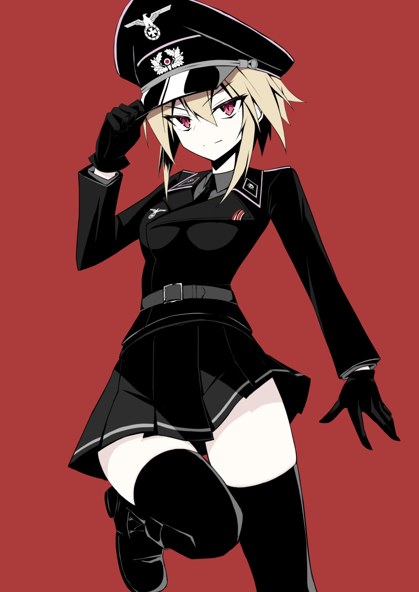 1girl, absurdres, blonde_hair, breasts, gloves, hat, highres, jiseki_rena