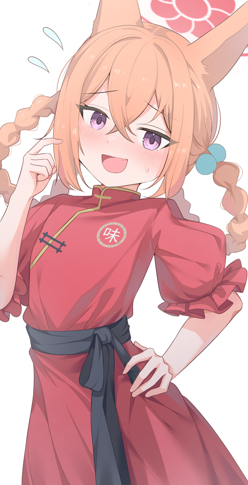 1girl, absurdres, animal_ears, belt, blue_archive, braid, braided_hair_rings, brown_hair