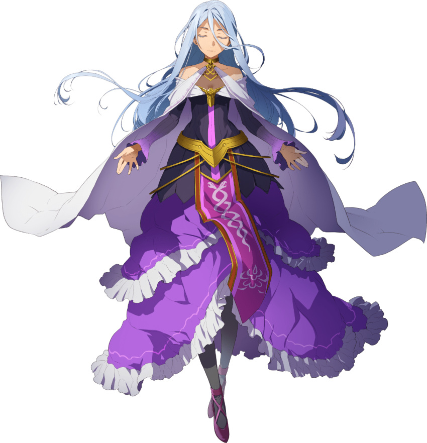 1girl, bare_shoulders, black_dress, black_pantyhose, blue_hair, closed_eyes, closed_mouth, dress