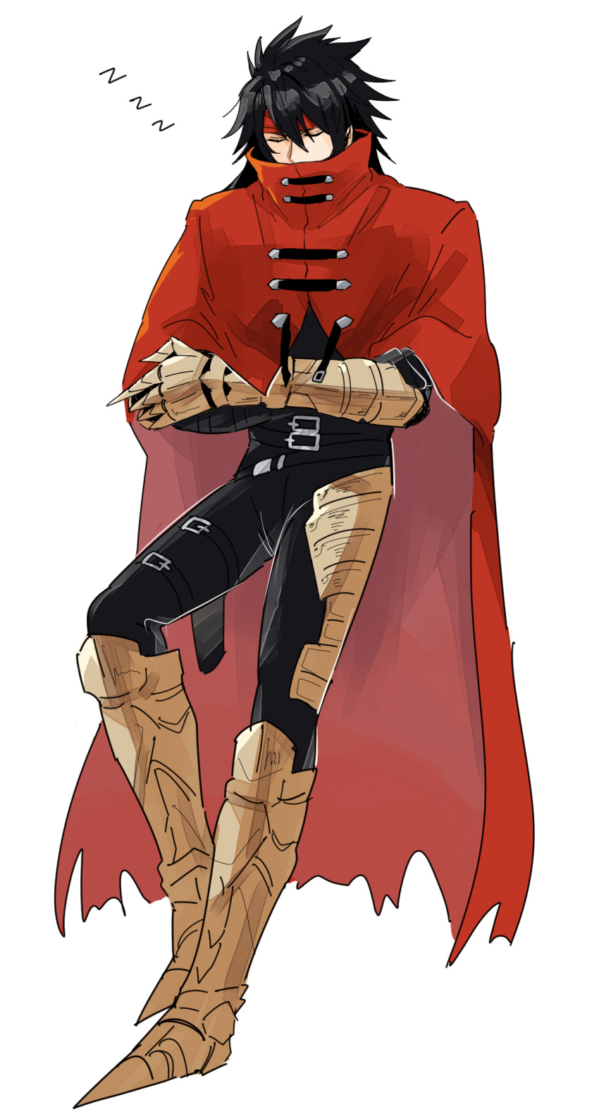 1boy, armored_boots, az_(pixiv_108058292), belt, belt_buckle, black_hair, black_pants, boots