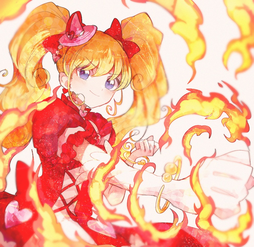 1girl, asahina_mirai, blonde_hair, bow, bracelet, closed_mouth, cure_miracle, cure_miracle_(ruby_style)