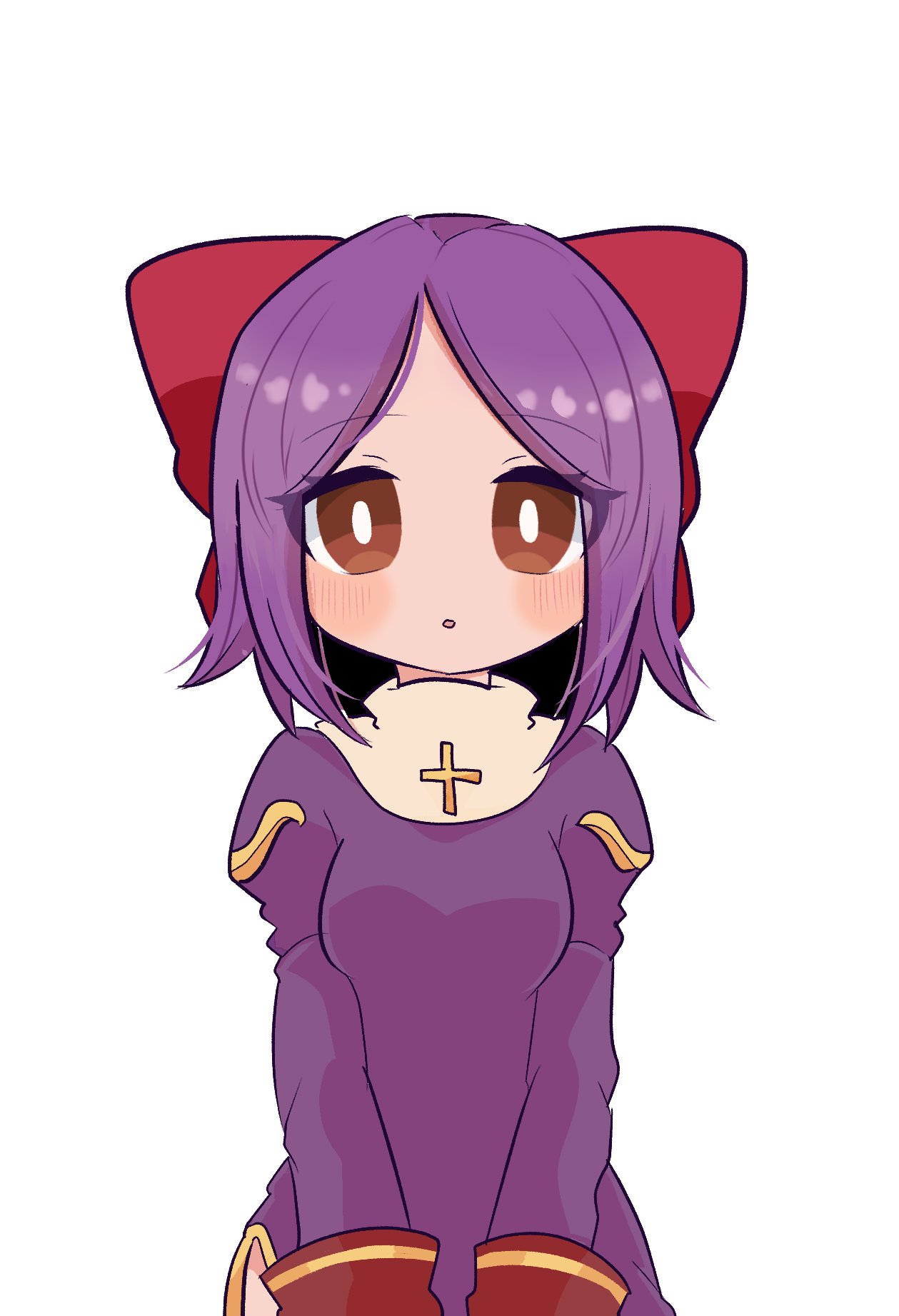1girl, :o, blush, bow, breasts, bright_pupils, brown_eyes, commentary_request
