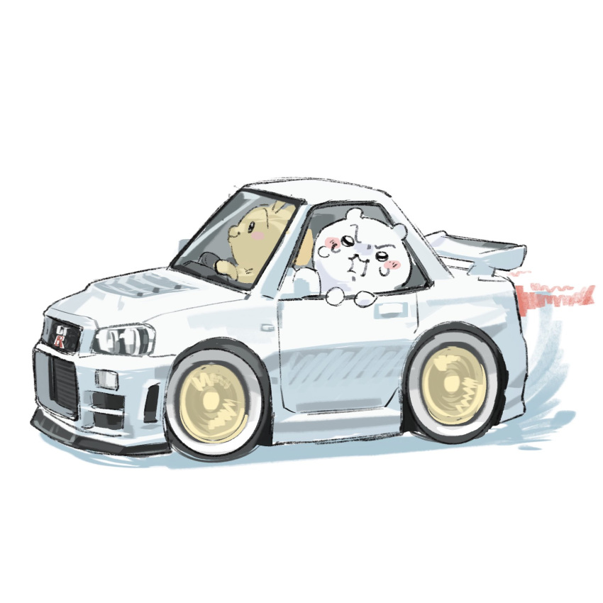 black_eyes, blush, car, chiikawa, chiikawa_(character), dou_jiao_bei_w, driving, highres
