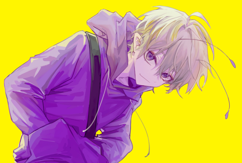 1boy, ahoge, alien, antennae, asouhyn, bent_over, bishounen, blonde_hair