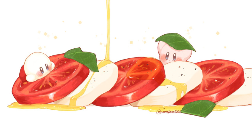 caprese_salad, cheese, closed_mouth, colored_skin, commentary, continuo0226, food, food_focus